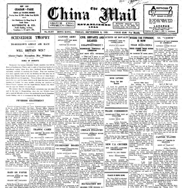 Maggiori informazioni su "China Mail del 6 settembre 1929"